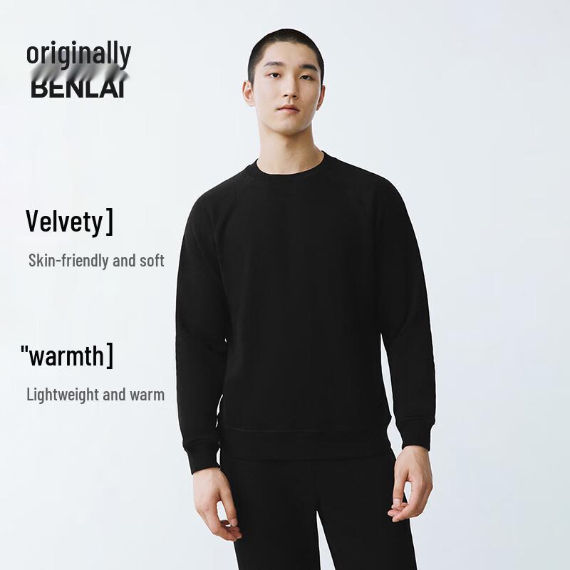 Benlai Men s Fleece-Lined Crew Neck Sweatshirt S
