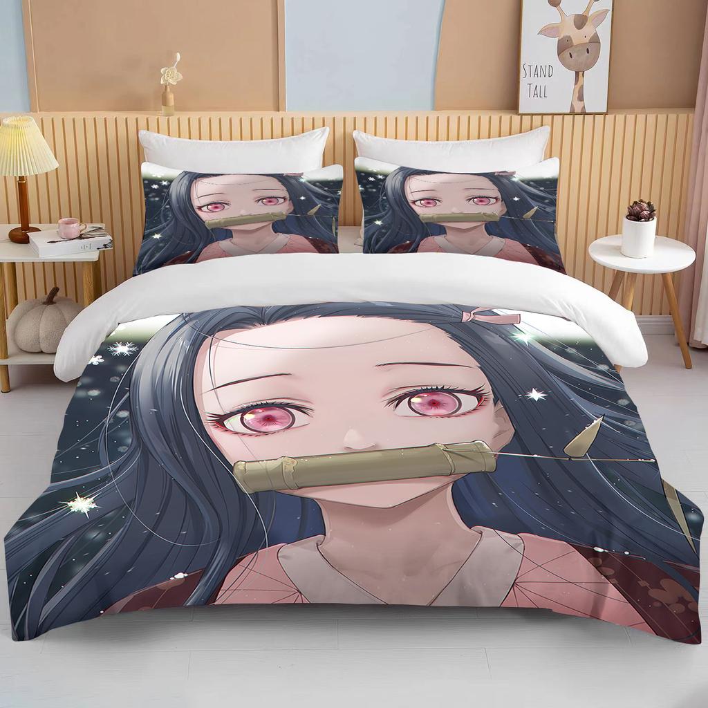 Nezuko Kamado ložní souprava Anime Demon Slayer Povlak na přikrývku Přikrývka Povlečení Single Twin Full Queen Size 3d Děti Dívka Chlapci dárek