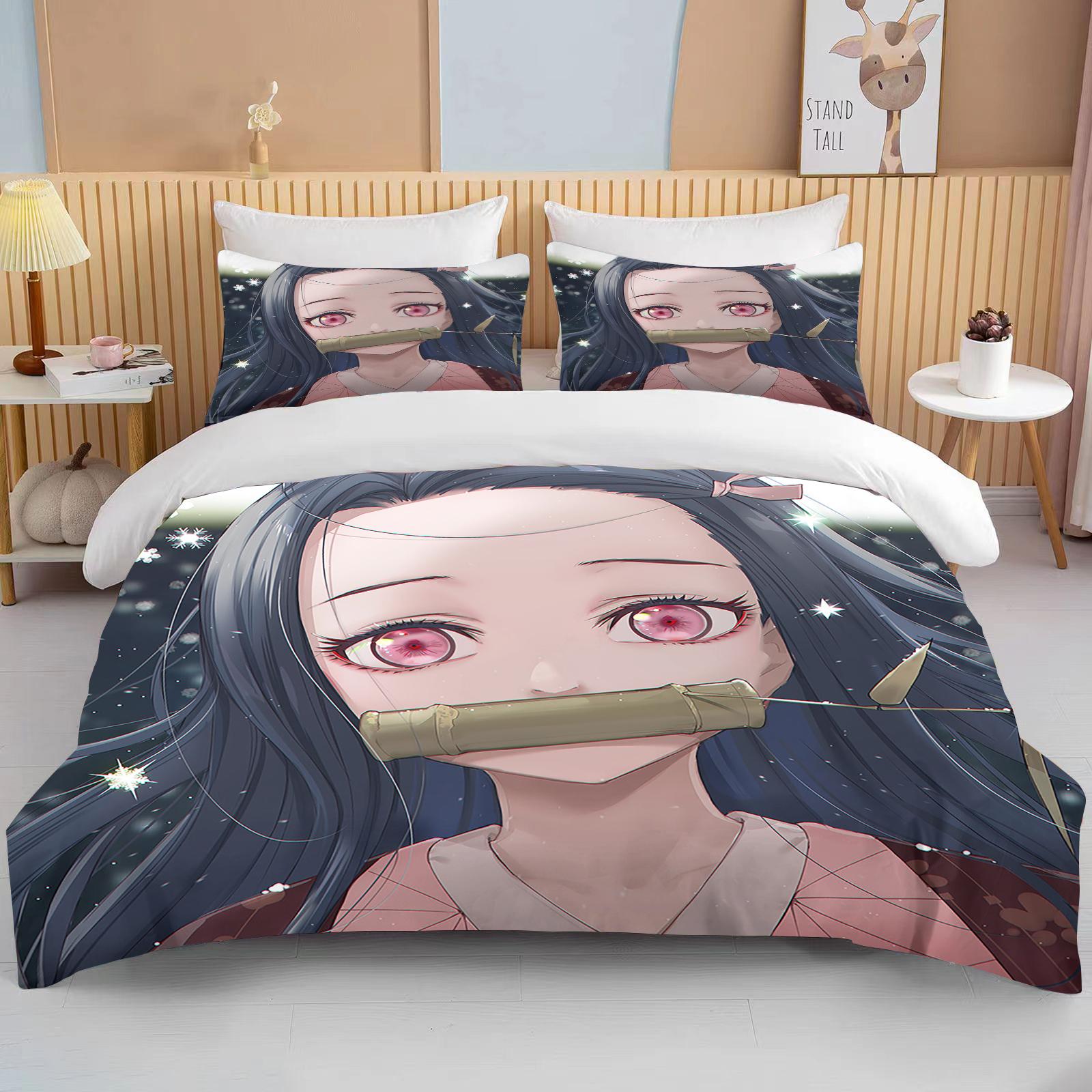 

Nezuko Kamado Bedding Set Anime Demon Slayer Duvet Cover Comforter 3D Print Single Twin Full Queen Size Kids Gift EU single(135x200cm)