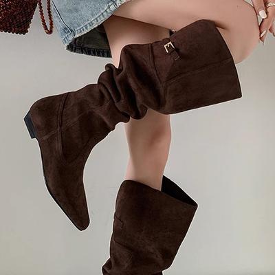 Fashion Flats Women High Boots Suede Cozy Designer Shoes Fashion Dress Knee High Woman Boots 2025 Winter Brand Goth Mujer Chelsea Botas
