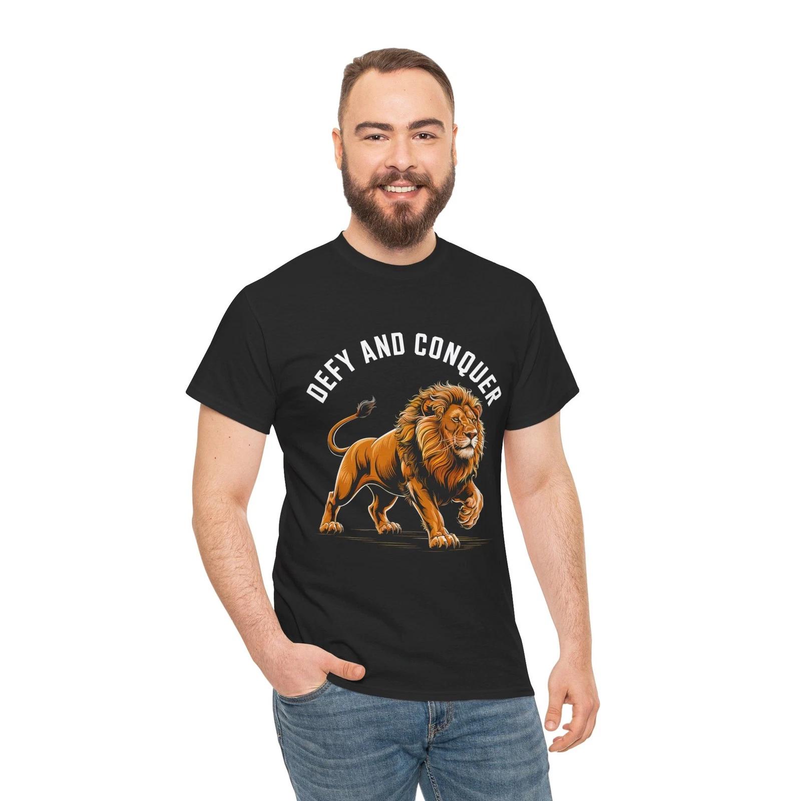 Defy and Conquer Lion King of The Jungle Animals Wildlife Art T-Shirt S