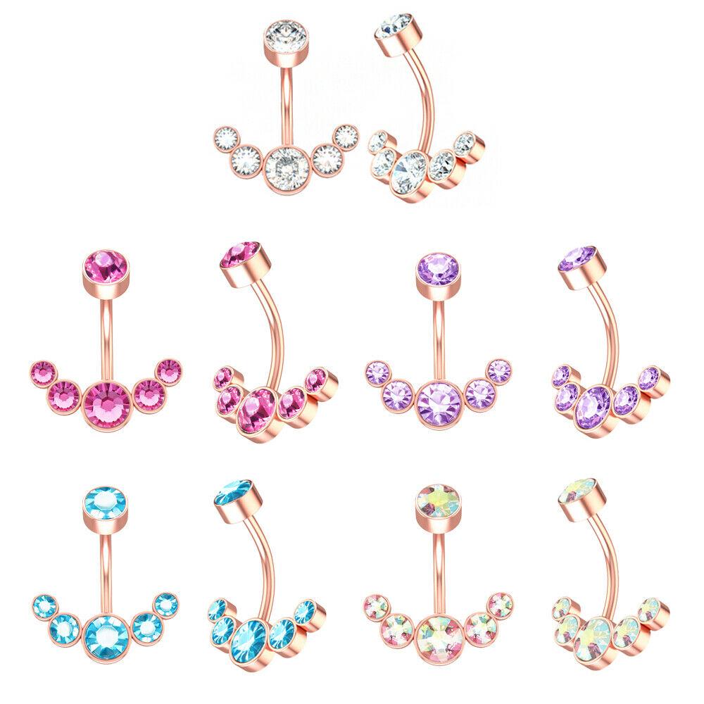 14g Crescent Jewel Cluster 316L Surgical Steel Belly Button Ring Piercing Jewelry Gift