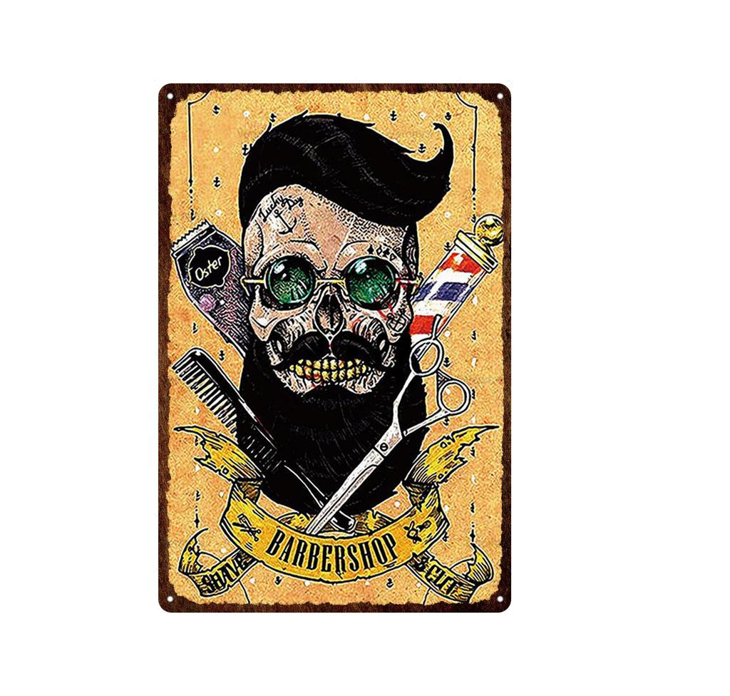 Outils de barbier de Style européen, signe en étain en métal, plaque murale Vintage, décor de magasin de tatouage, Plaques de peinture imprimées artistiques