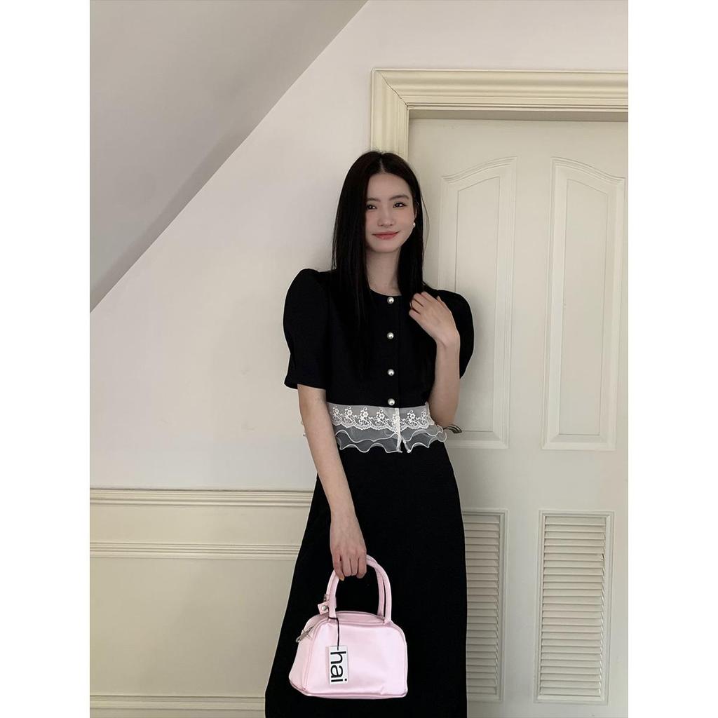 Interpret Beauty 2023 Summer Korean Black A-line High Waist Skirt for Women