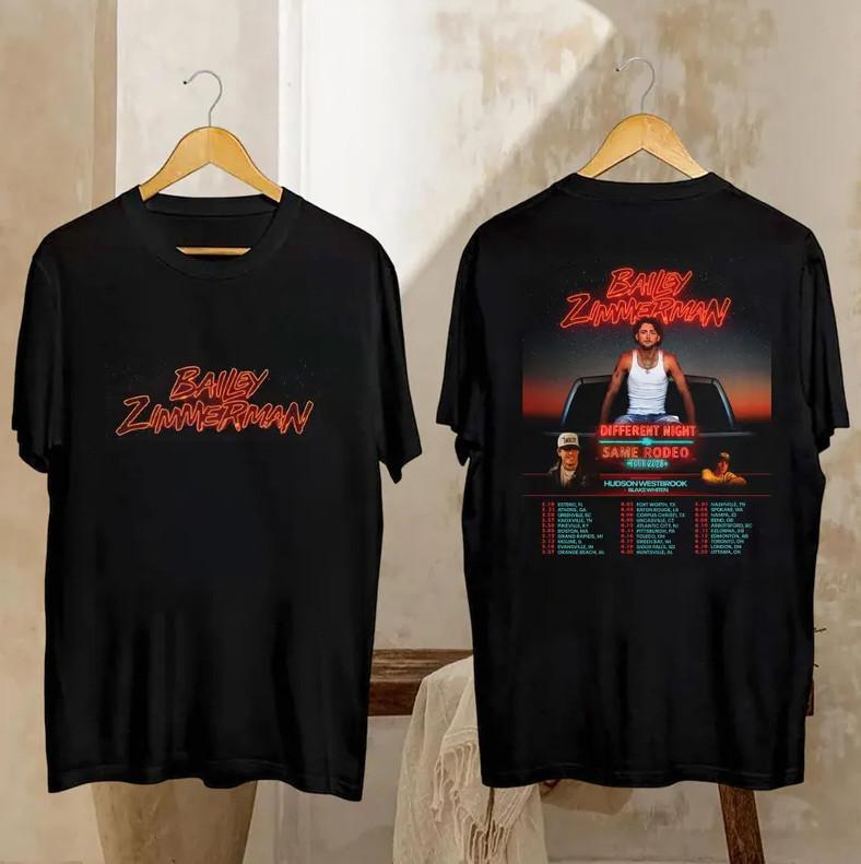 Bailey Zimmerman – Different Night Same Rodeo Tour 2026 Shirt | Country Music Unisex T-Shirt XXL