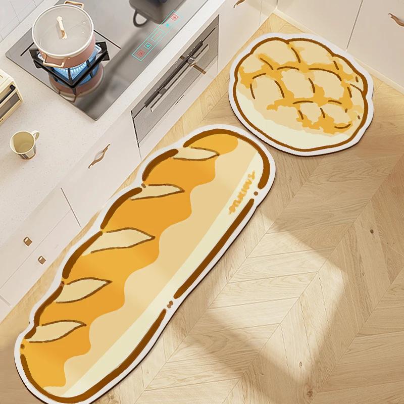 Bread Printed Kitchen Carpet Non-slip Rugs Cute Sushi Cartoon Entrance Doormat Washable Door Rugs Carpet Bathroom Home Decor