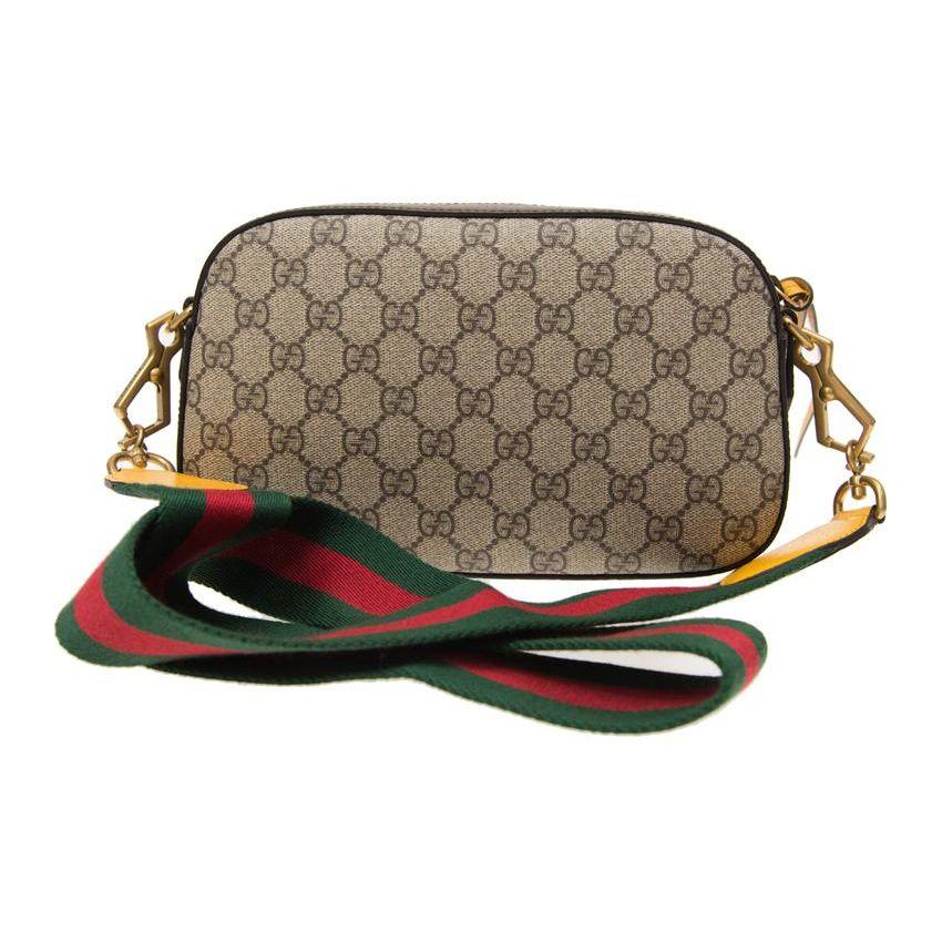 Gucci GG Supreme Neo Vintage Mini Messenger Bag,Canvas Brown Leather, Unisex Crossbody Camera Bag for Daily Shopping Travel 476466-K9GVT-8856