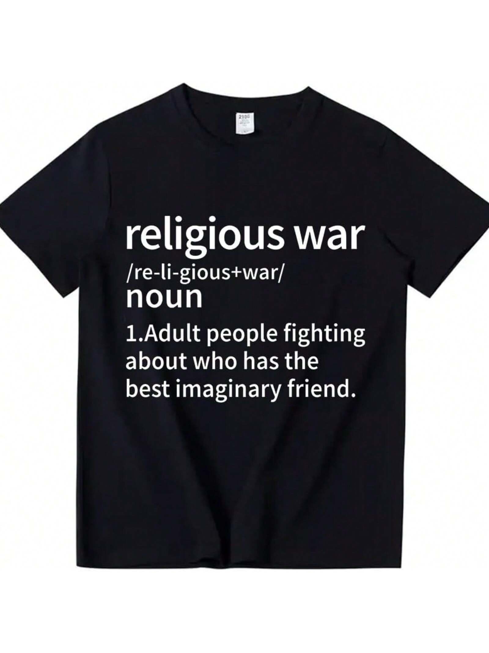 Футболка с надписью «Religious War» с забавным словарным определением и графическим принтом, винтажная футболка с круглым вырезом и коротким рукавом S разноцветный
