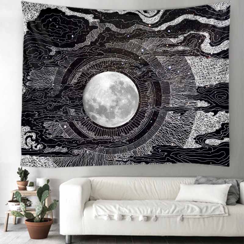 Sonne und Mond Traumplanet Wandteppich Wandbehang Böhmische Mandala Psychedelische Hippie-Ästhetik Heim Zimmer Wanddekoration