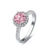 Romantic  Inlaid Pink Diamond Engagement Ring Gemstone Rings for Women Fashionable and Elegant Wedding Jewelry Adjustable
