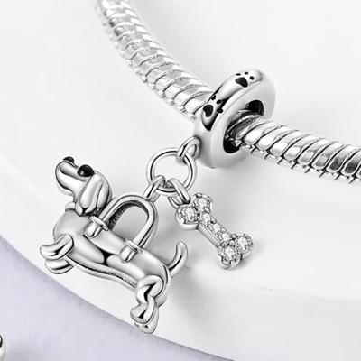 Koperen Bedel Hond Teckel Zirkonia Hanger Compatibel Met Authentieke Armbanden Maken Ideaal Voor Vrouw Mode Sieraden Cadeau