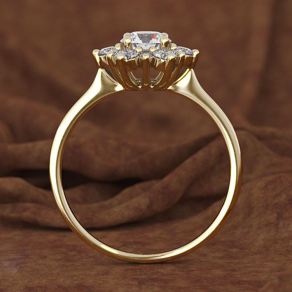 Zhenrong Creative Rhinestone Snowflake Ring, European-American Style, 18K Gold Plated, Rose Gold, Simulated Diamond.
