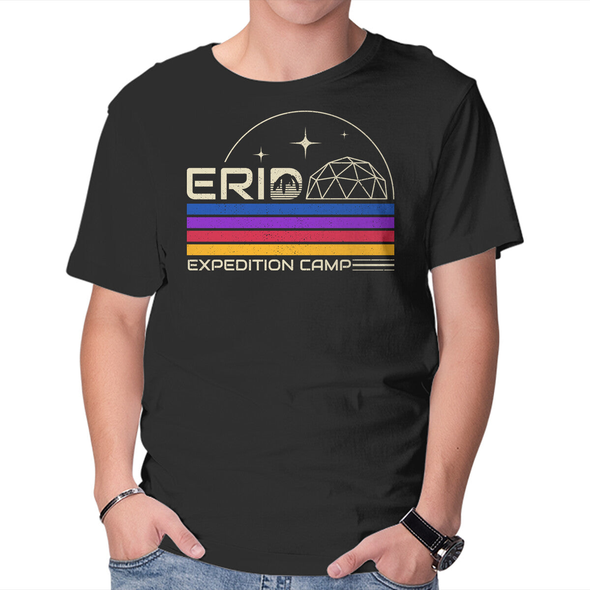 Unisex Crew Neck T-Shirt Erid Expedition Camp Graphic Short Sleeve Casual Tee L