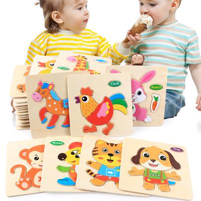 Dětské hračky 3D dřevěné puzzle skládačky pro děti kreslené zvířecí puzzle inteligence děti rané vzdělávací hlavolamy