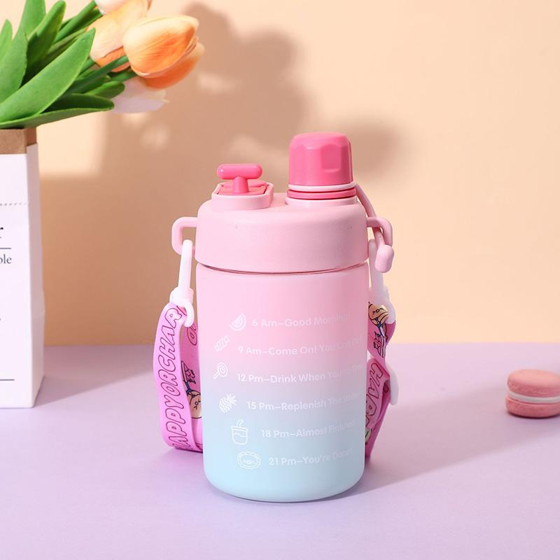 600ML Gradient Plastic Water Bottles Portable Large Capacity Women Straw Cup Double Drinking Sport Water Pot For Students Girls 600ml