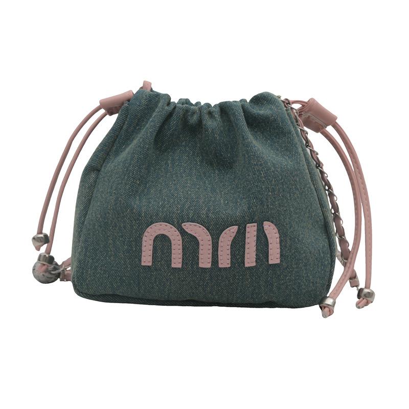 Fashionable and Casual Denim Bucket Bag for Women's New Trendy Shoulder Bag Simple Large Capacity Crossbody Bag