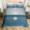 Anchor Compas Soft Duvet Cover Nautical Warm Comforter Cover Ful King Geometric Stripes Beding Set Coastal Adventure Theme Comfortable Quilt Cover