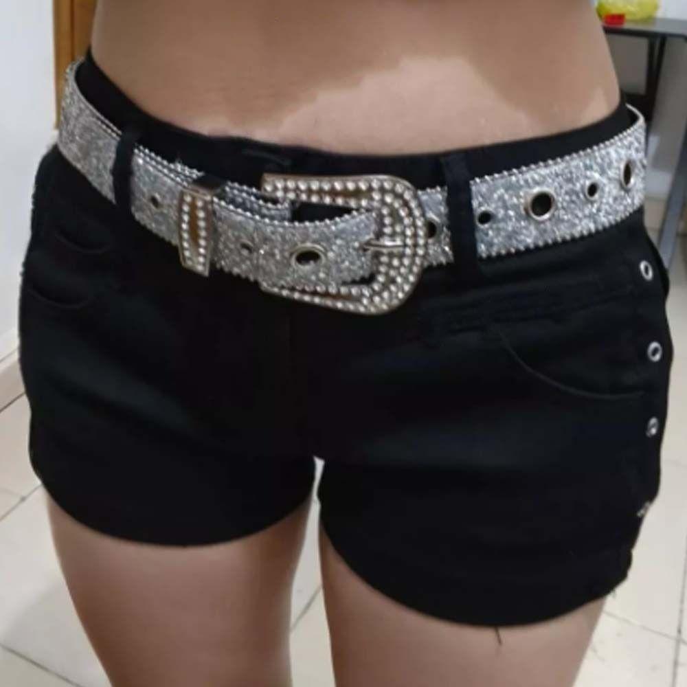 Beads Bordered Rhinestone Waistband Y2K Women PU Belt Vintage Shiny Wide Belt  Party