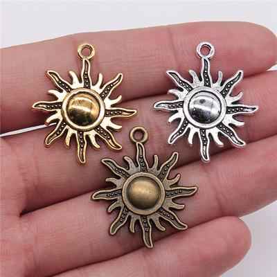 10 Stück 28x25mm 3 Farben Antik Goldfarbe Antik Silberfarbe Antik Bronze Sonnen Anhänger Charms Für Schmuckherstellung