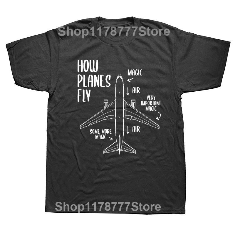 Novelty How Planes Fly Engineer Pilot Airplane TShirt Mens Short Sleeves Hip Hop Printed T Shirts Top Tees