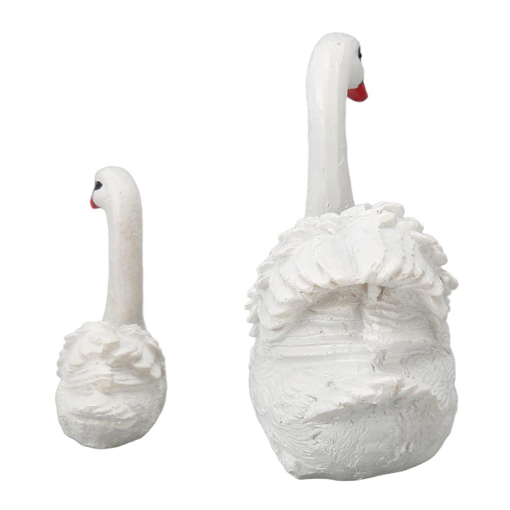 2pcs White Swan Couple Figurines Small Swan Decorations Swan Statue Home Decor  Book Shelf Accents