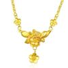 Luxury Pure Gold Real Gold Rose Three Raw Flower Necklace Women's One-piece Chain Rose Tassel Clavicle Chain