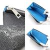 [Revetta] Stingray Leather Long Wallet, Sky Blue Interior, YKK Zipper, Galusha (Stingray) Leather, Black, Men's & Women's, Genuine Leather [192stw-4]
