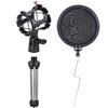 Nastavitelný stolní mikrofonní stojan Držák na stativ s klipem na mikrofon s dvojitou mřížkou Pop Filter