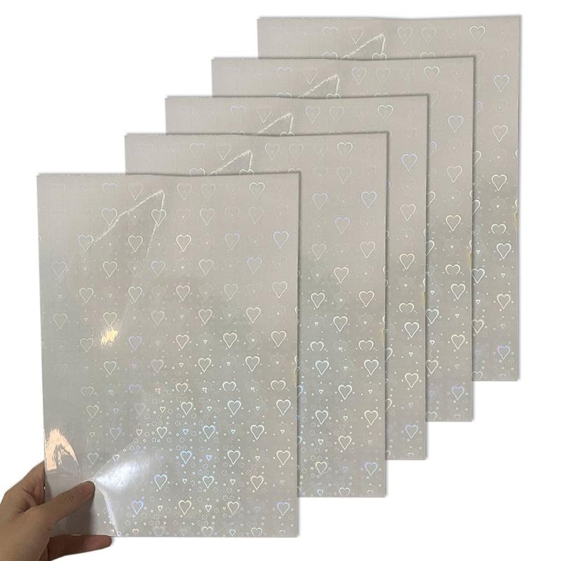 5 Sheets Clear Holographical Overlay Lamination Vinyls Self-Adhesive Laminate Waterproof Vinyls Sticker Paper