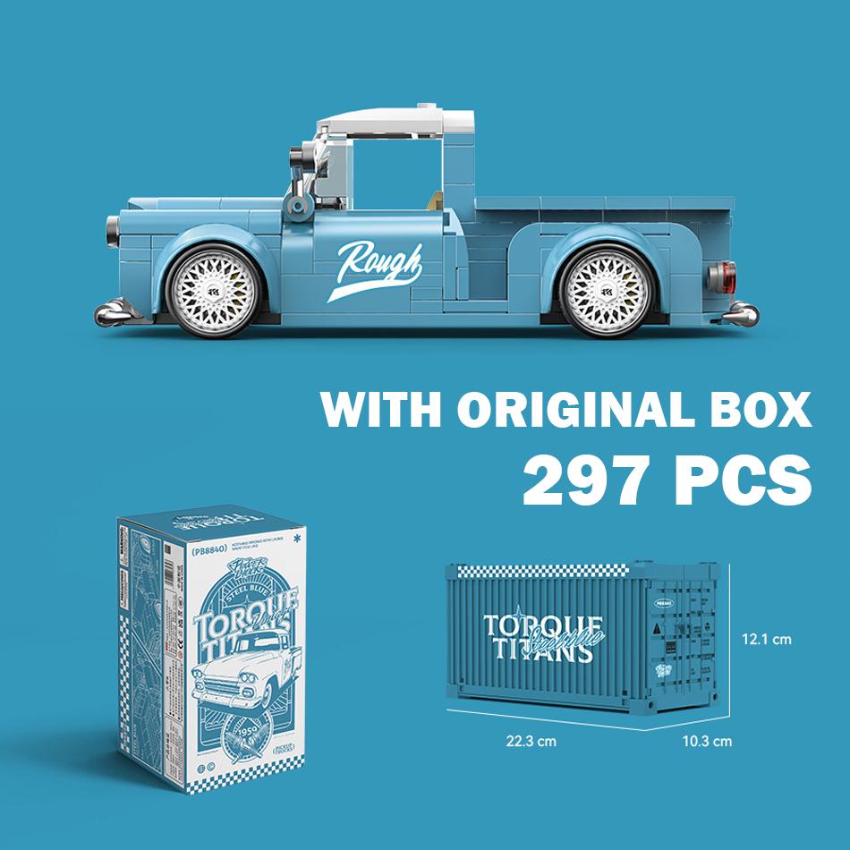 MOC City Car Retro Pickup Truck Building Blocks Speed Racer Vehicle with Display Box Assembly Bricks Garage Toy Kids Adults Gift