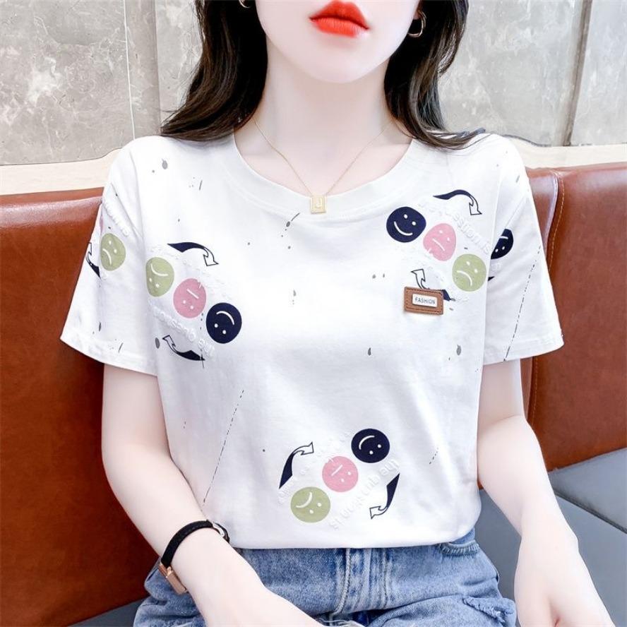 

YYFS женские модные повседневные летние весенние блузки и рубашки с короткими рукавами и круглым вырезом XXL белый