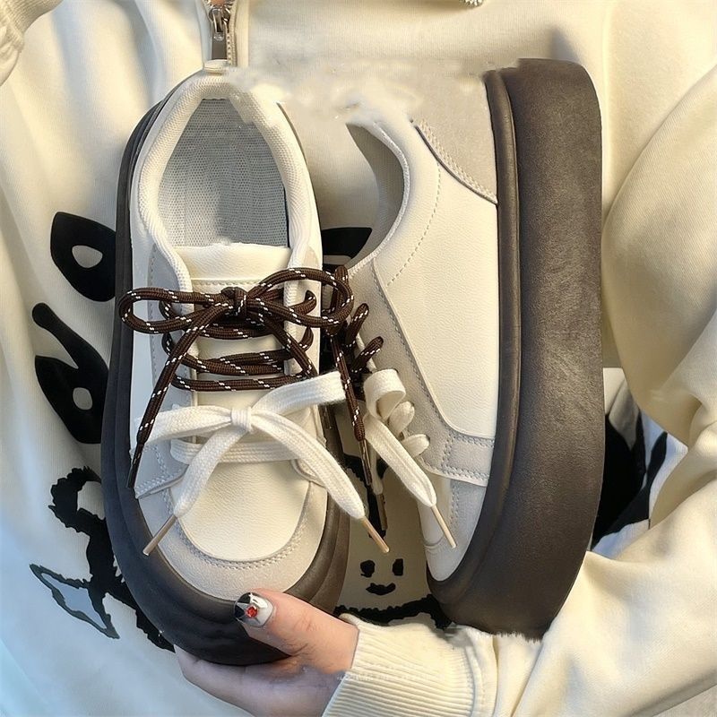 Woman Footwear Spring Autumn Round Toe Lace Up Shoes for Women High On Platform Designer Design Youthful Trend 2025 To Wear XL