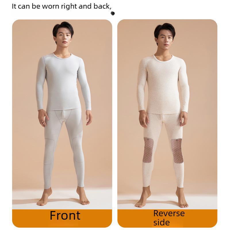 Juyitang Herren Schwarz & Gold Thermounterwäsche-Anzug - Doppelseitig gebürstetes nahtloses Design für Herbst & Winter