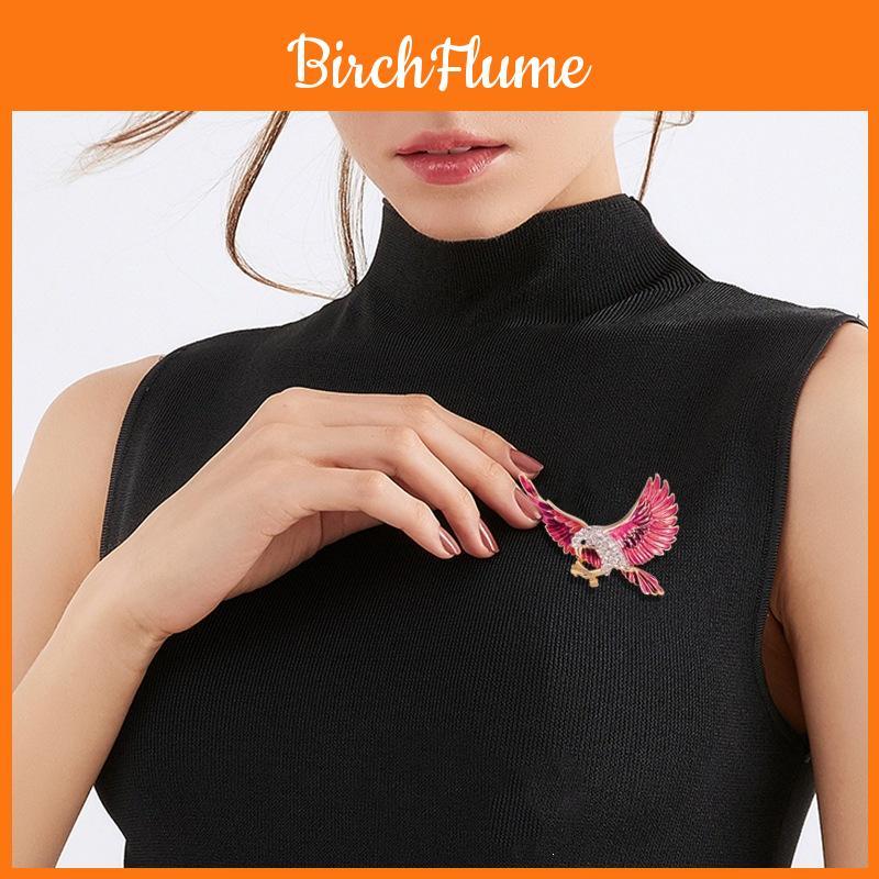 Fashion Eagle Brooch With Diamond Embellishments For Women Accessories