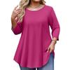 Women’s Plus Size 3/4 Sleeve Tunic Top Loose Fit Round Neck Casual Basic Blouse Soft Lightweight Fabric Comfortable Design