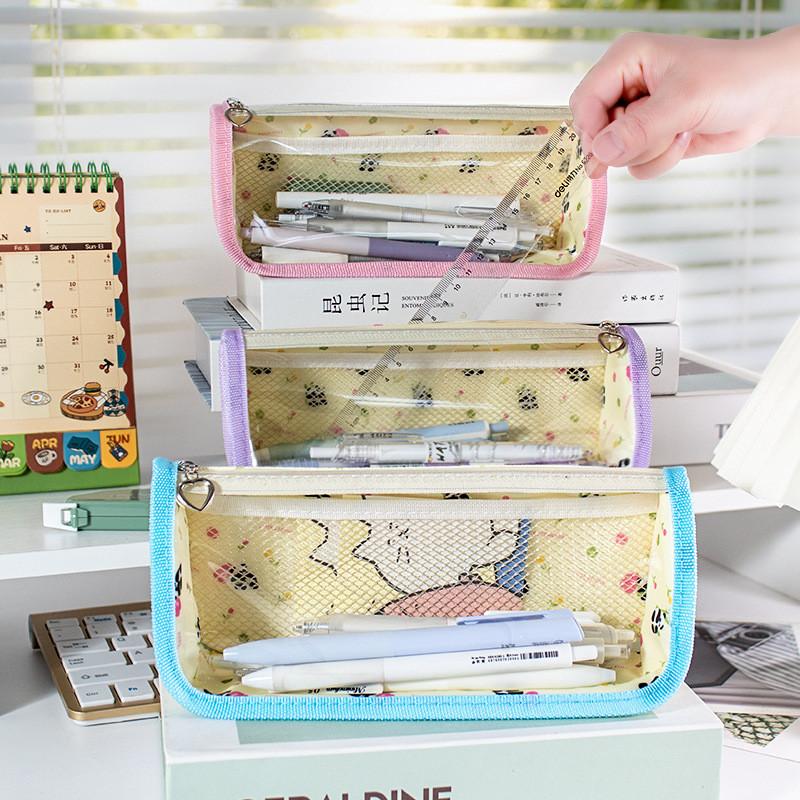Pvc Transparent Triangle Pencil Case With Large Capacity For Students And Exam Use