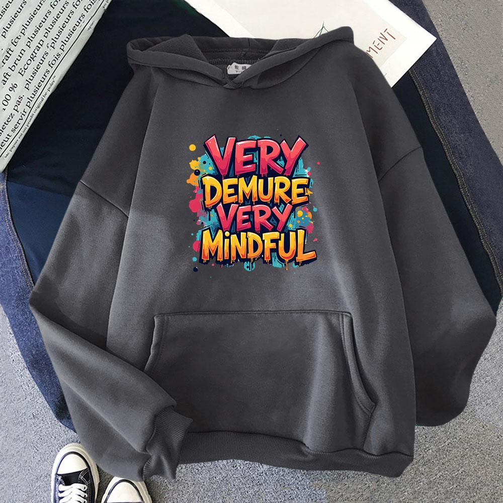 Very Demure Very Mindful Hoodies for Men Fashion Print Sweatshirts with Hooded Y2k Top Women Clothes Long Sleeved