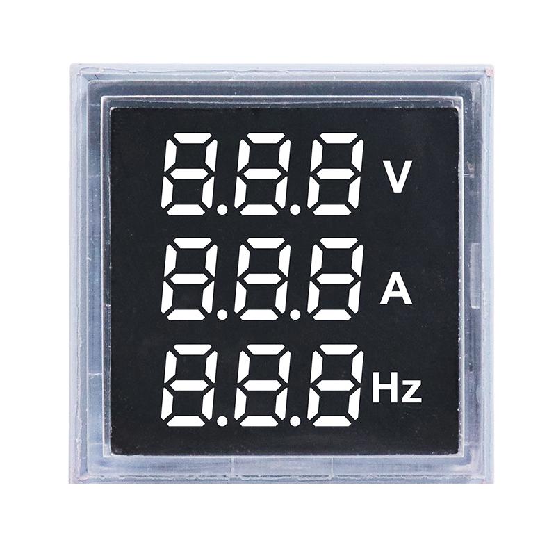 Square LED Digital Voltmeter Ammeter Hertz Meter AC24-500V Voltage Current Frequency Combo Meter Signal Light Indicator Tester