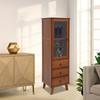 Tall Wooden Sideboard Storage Buffet Cabinet w/ Door & 3 Drawers, for Dining Room Kitchen Hallway Entryway, 32W x 29D x 110H cm