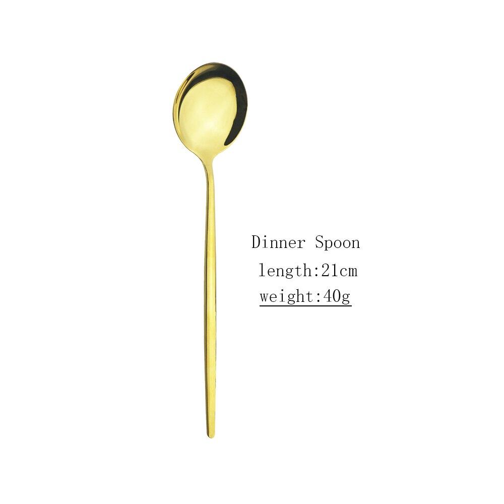 6pcs/set Stainless Steel Spoon Dinnerware Silverware Set Cutlery Set Flatware Outdoor Office Party Home Kitchen Tableware