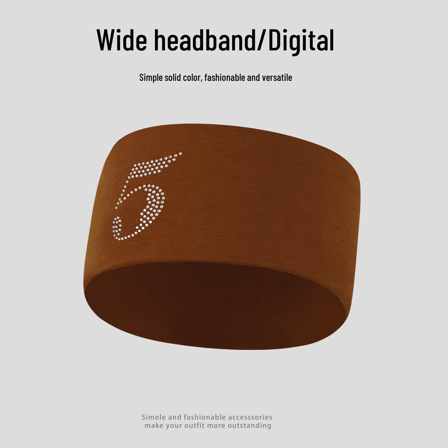 Rhinestone Number Elastic Hair Tie - Fashionable, Sweat-Absorbent, Breathable Yoga Sports Headband