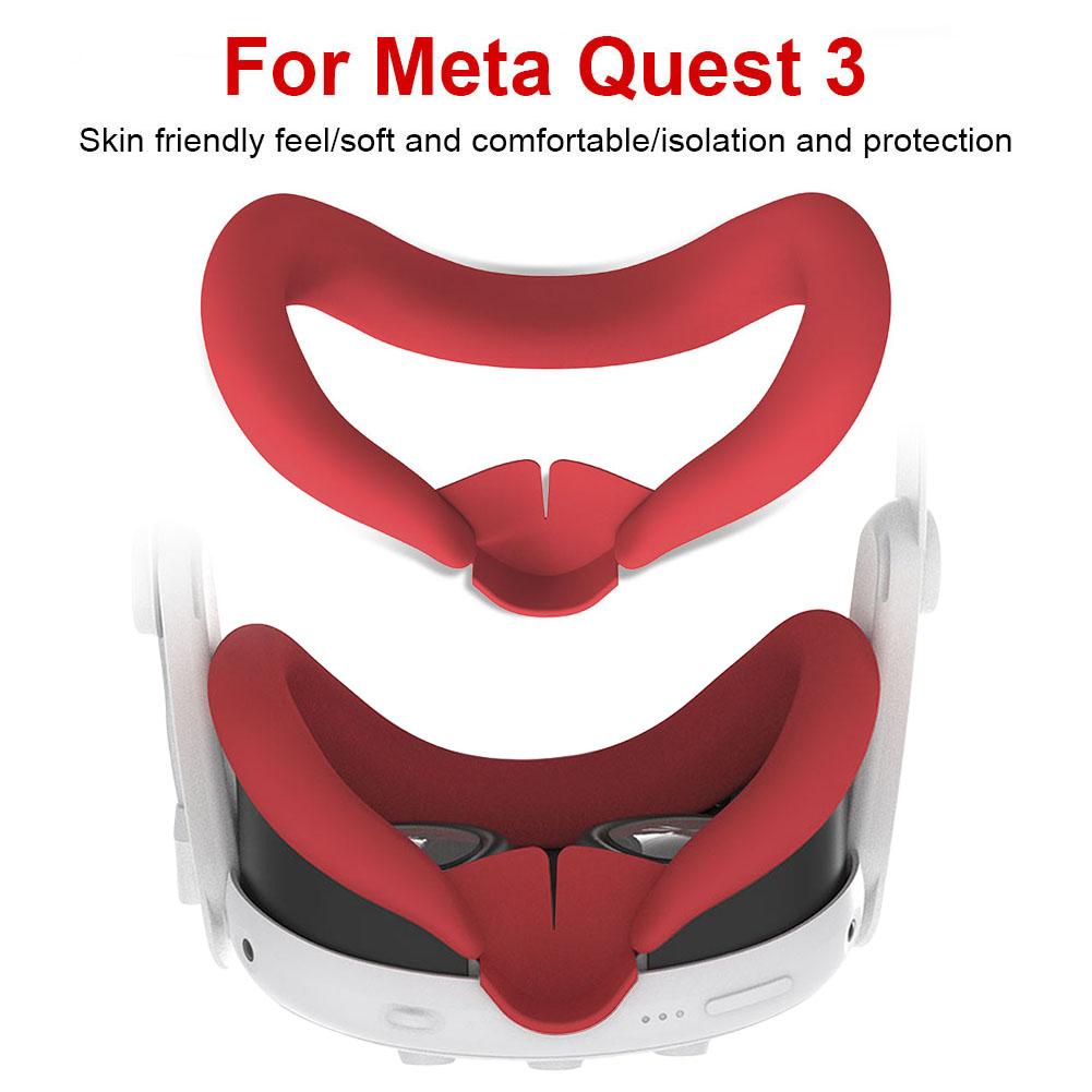 Silicone VR Face Cover Lightproof VR Facial Interface Sweatproof Replacement Mask Face Pad Washable for Meta Quest 3 Accessories