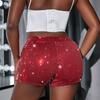 High Waist Shiny Sequins Shorts Women Glittery Straight Leg Party Stage Performance Clubwear