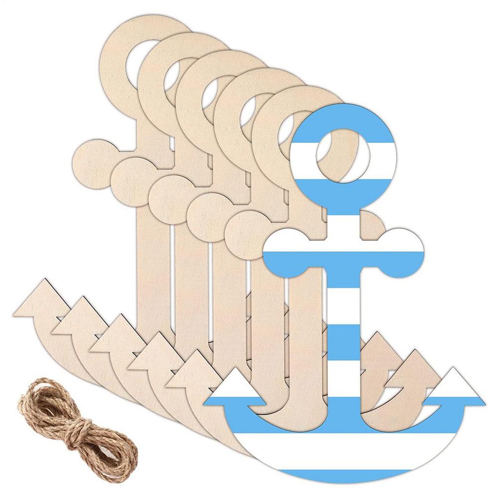 

6pcs Unfinished Wooden Sea Anchors Carft Nautical Craft Classroom Home Vehicle DIY Party Decoration білий