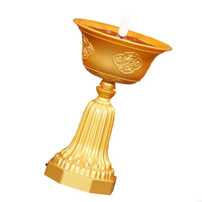 62KD Flame Effect LED Butter Lamp, USB Power for Temple Worship and Living Space Enhancement
