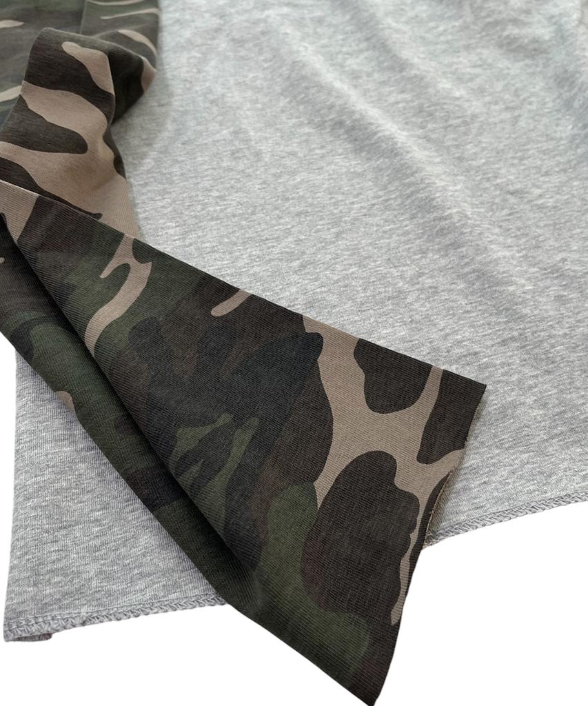 SK8ER ROCK Star Raglan T-Shirt (Melangegray/Camouflage)