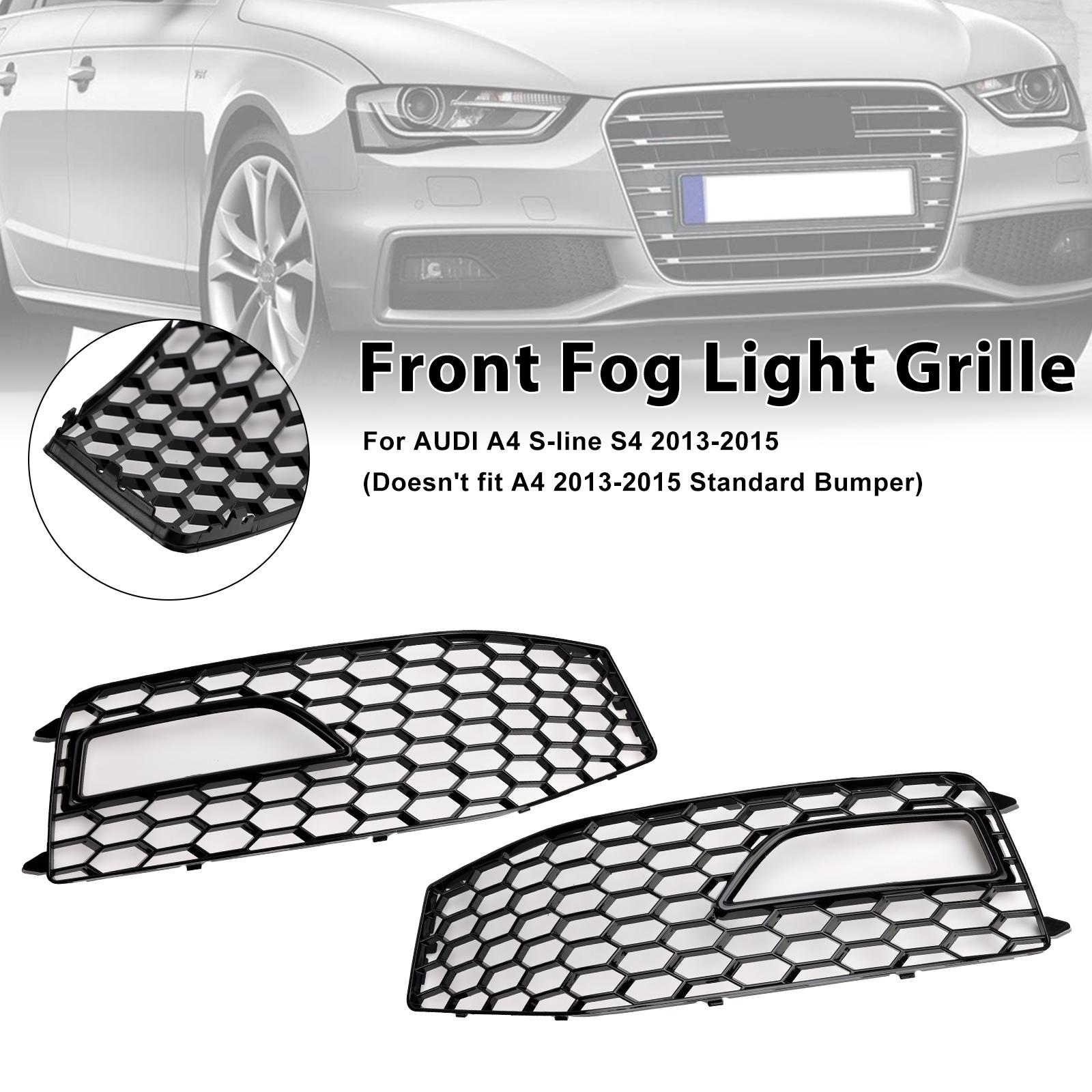 2PCS Bumper Fog Light Lamp Cover Grille Grill Fit A4 S-line S4 2013-2015