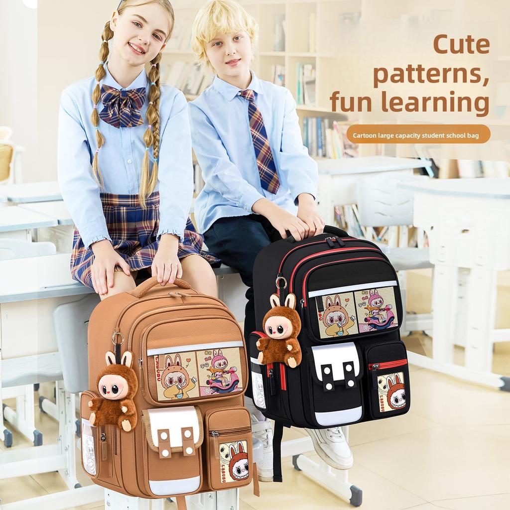 School Bag for Girls, Primary School Students, Grades One, Two, Three To Six, Boys, Light Children's Spine Care To Reduce The Burden