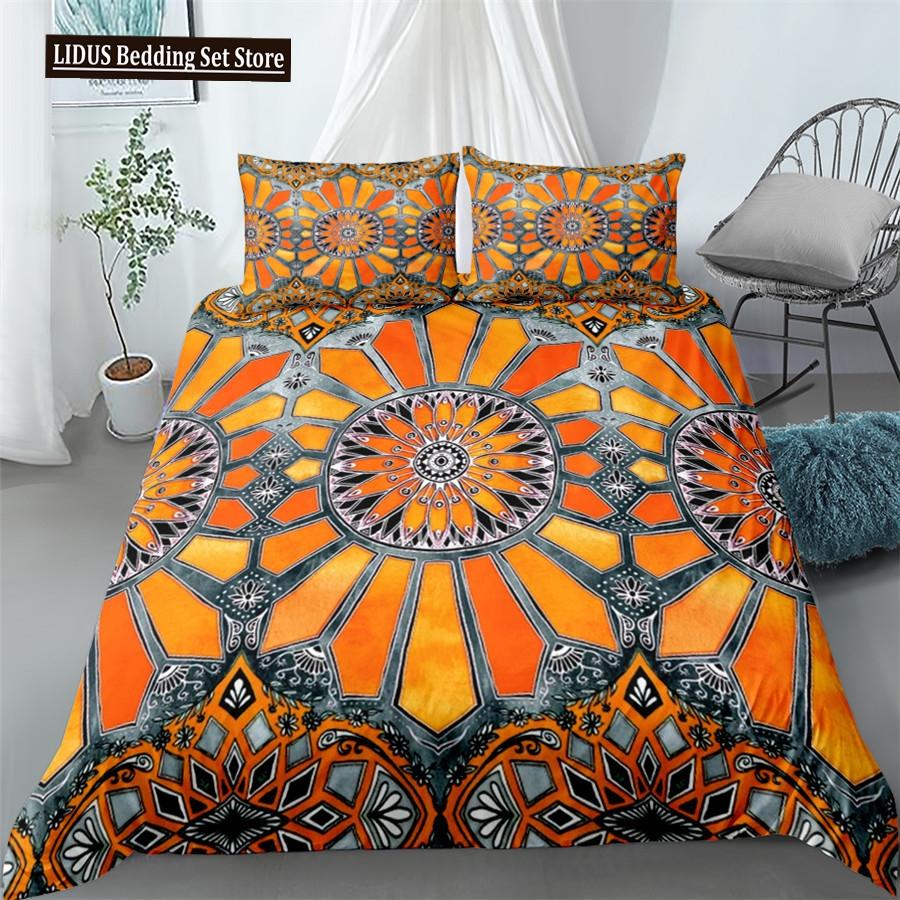 Mandala Bettbezug Set Blau Rosa Boho Chic Tagesdecken Romantische Bettwäsche Böhmisches Bettwäscheset King Polyester Bettdeckenbezug