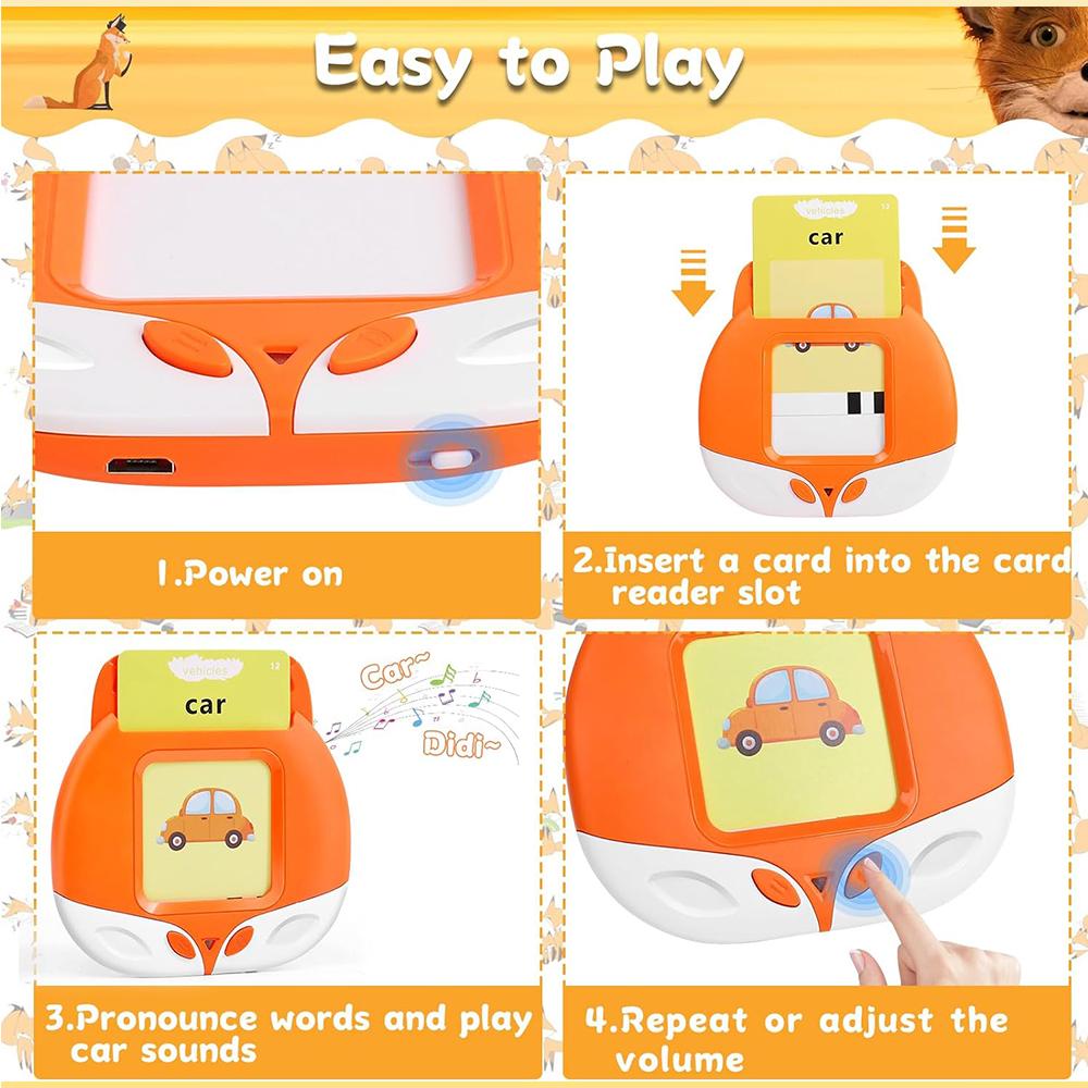 Baby Talking Flash Cards Education Fox Device Toddler Montessori Speech Early Educational Toy Animals Sensory Toys Birthday Gift